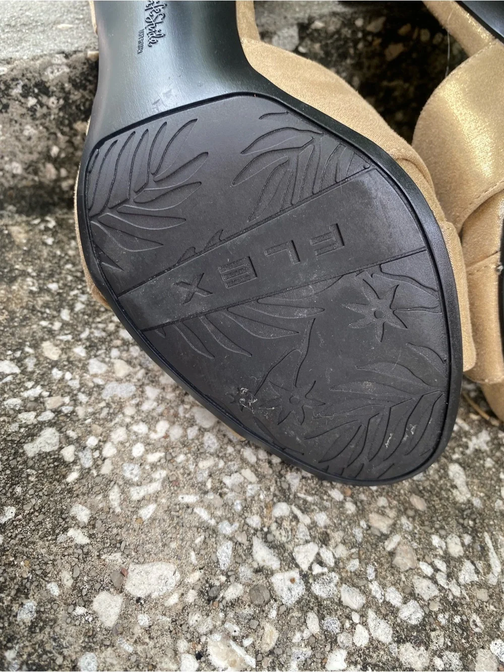 Lifestride Champagne Gold Metallic Peep-Toe Cross-Strap Heels